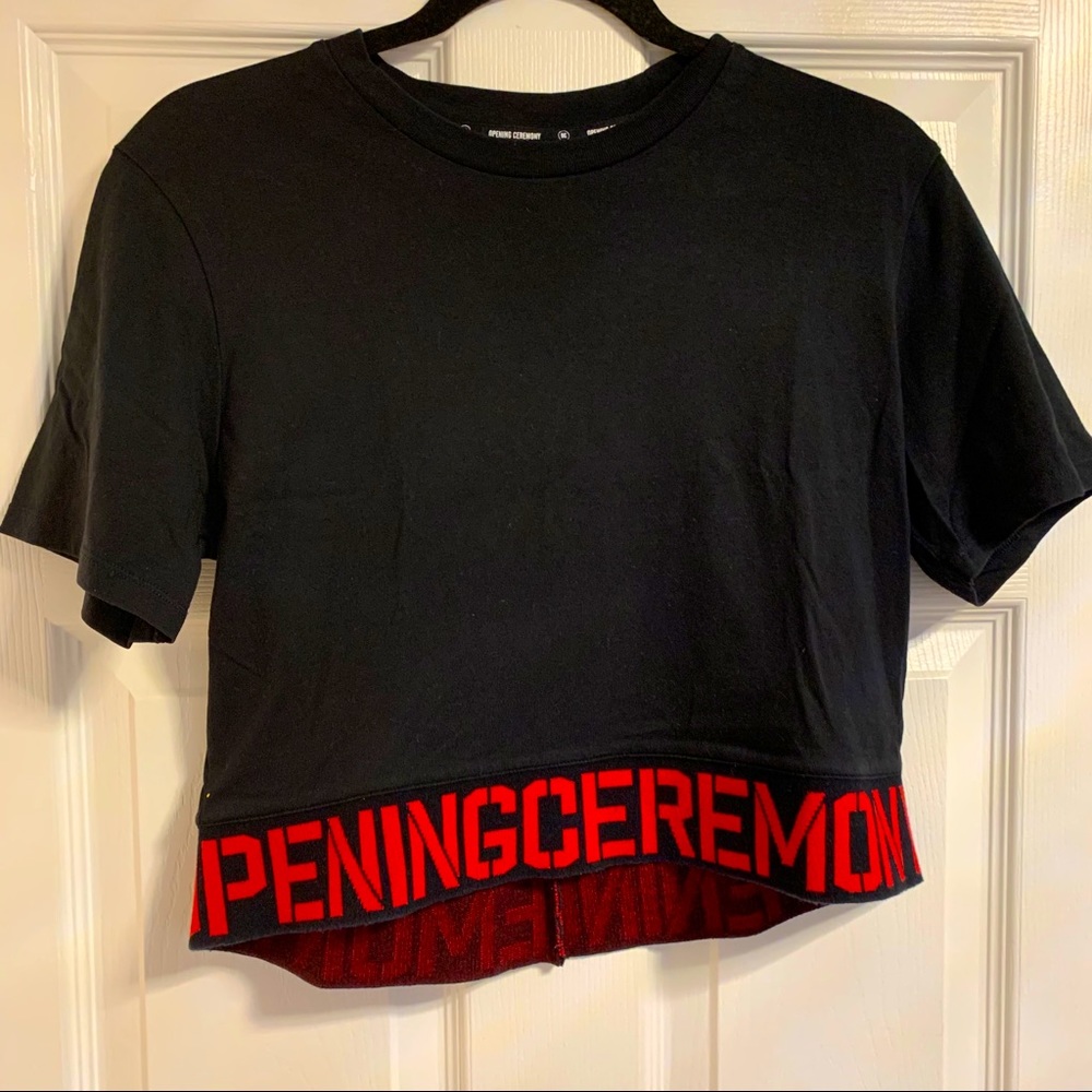 Opening Ceremony Black/Red Cropped Top